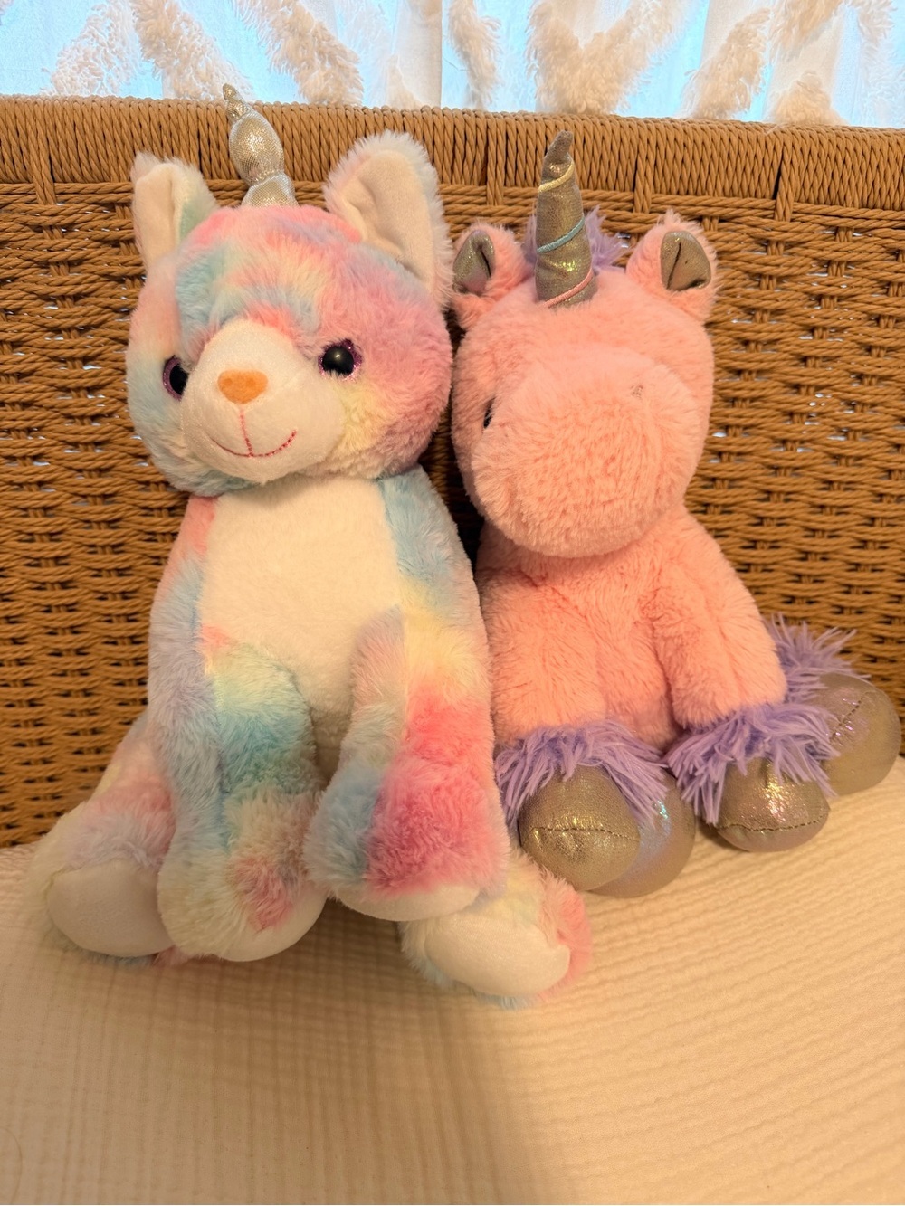 Pastel Rainbow & Pink Unicorn Plush Toy - Soft Cuddle Buddy